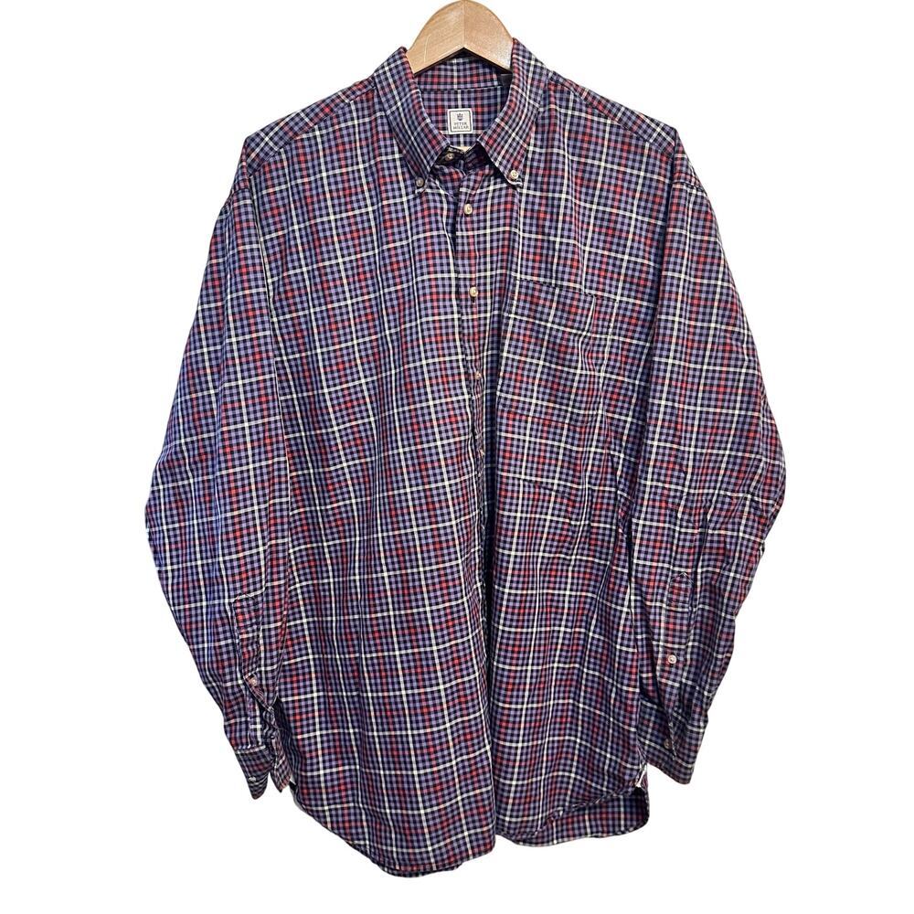 Peter Millar Men’s XXL 2XL Button Down Long Sleeve‎ Dress Shirt Purple Plaid